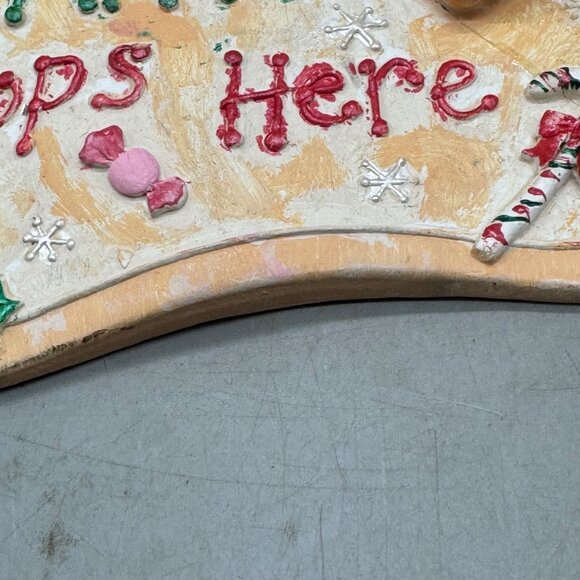 Christmas Santa Stops Here Hanging Holiday Decoration Hand Painted READ - Picture 4 of 9